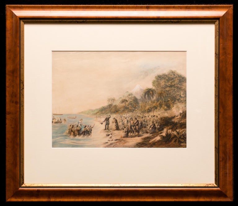 Item #119852 The Rev. J. Waterhouse superintending the Landing of the Missionaries at Taranaki, New Zealand. George BAXTER, England.