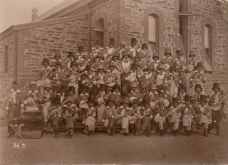 Item #120634 A group photograph of young lads in blackface, dressed as minstrels with banjos....