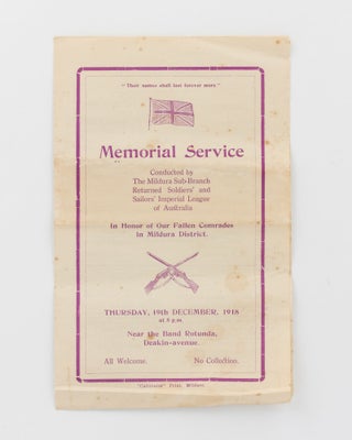 Item #121112 Memorial Service conducted by the Mildura Sub-Branch, Returned Soldiers' and...