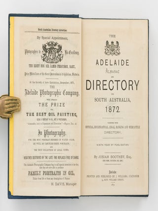 The Adelaide Almanac and Directory for South Australia, 1872. Together with Official, Ecclesiastical, Legal, Banking and Mercantile Directory