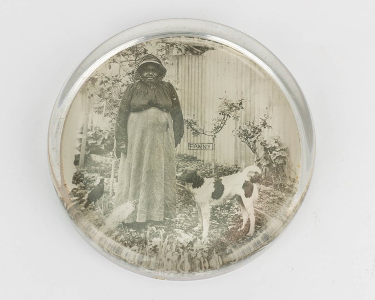 Item #121725 A glass paperweight featuring a photographic portrait of Fanny, an Indigenous Australian woman. Indigenous Australian Portraiture.