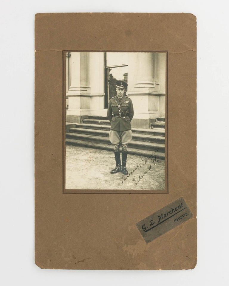 Item #121730 A full-length portrait in military uniform, signed as Edward, Prince of Wales. HRH Edward WALES, Prince of, later Duke of Windsor later King Edward VIII.