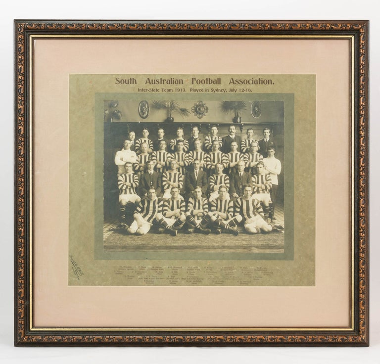 Item #122128 A vintage photograph of the 'South Australian Football Association. Inter-State Team 1913. Played in Sydney, July 12-16'. 1913 South Australian State 'B' Grade Football Team.