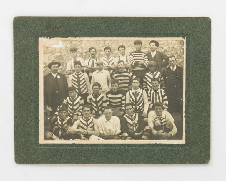 Item #122137 A vintage photograph of an early unidentified Australian Rules Football team, featuring an Indigenous player. Indigenous Australian Portraiture.