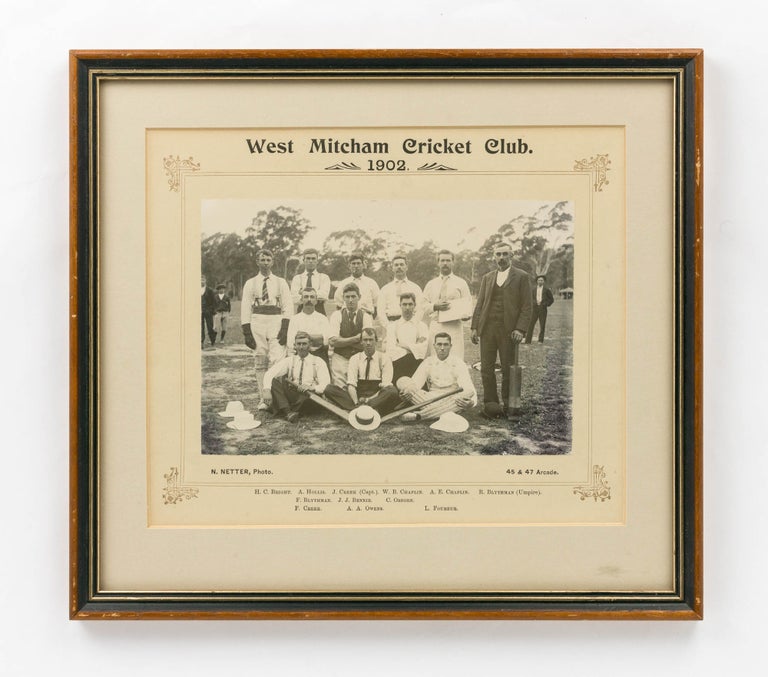 Item #122144 A vintage photograph of the 'West Mitcham Cricket Club. 1902'. 1902 West Mitcham Cricket Club.