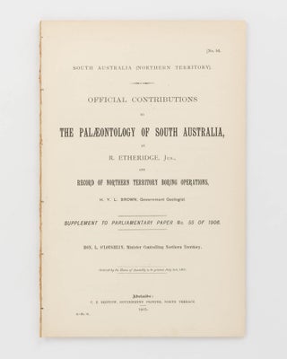 Item #122369 Official Contributions to the Palaeontology of South Australia by R. Etheridge, Jun....