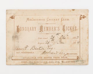 Item #122457 An original 'Melbourne Cricket Club. Honorary Member's Ticket' valid from 26...