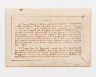 An original 'Melbourne Cricket Club. Honorary Member's Ticket' valid from 26 December 1883 to 26 January 1884