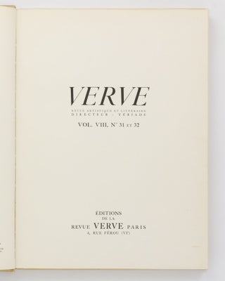 Verve. Revue artistique et littéraire ... Vol. VIII, Nos 31 et 32 ['Carnets intimes de G. Braque']