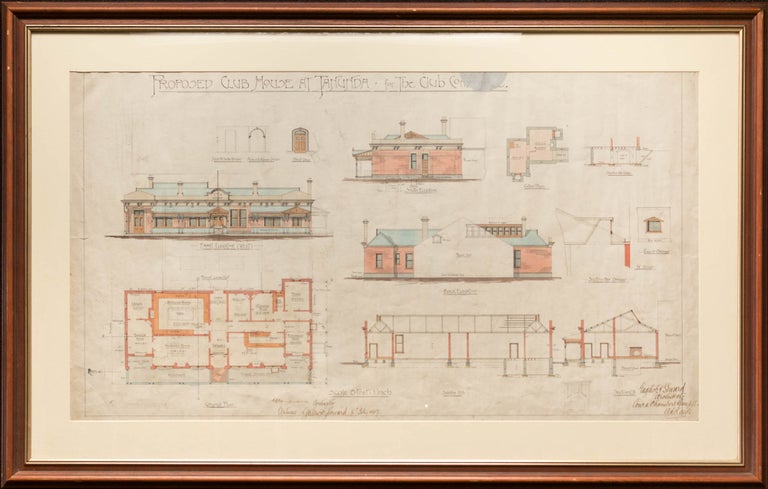 Item #122957 'Proposed Club House at Tanunda - for the Club Committee' [an original large hand-coloured architectural drawing]. Tanunda.