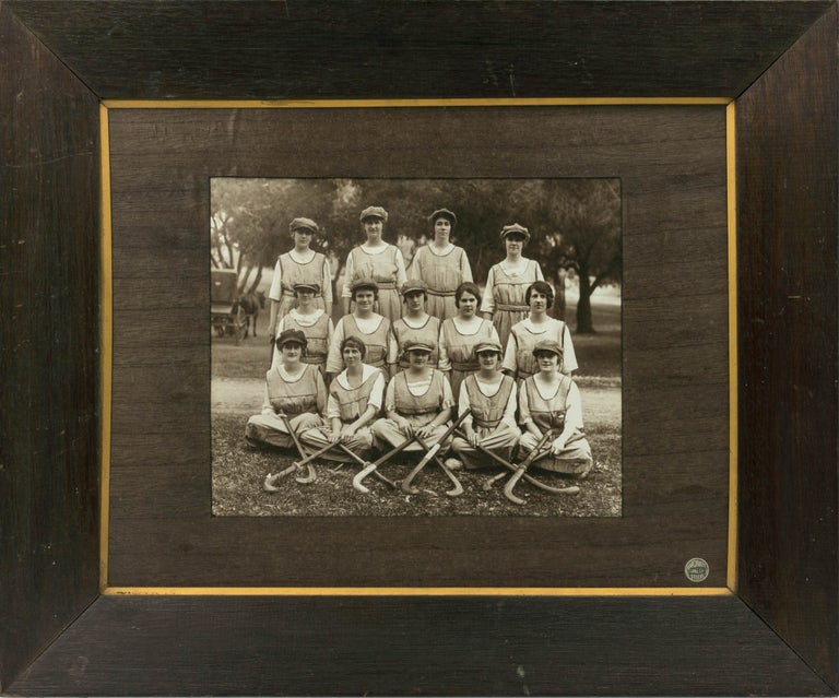 Item #123086 A vintage group portrait photograph of a South Australian women's hockey team. Women's Hockey.