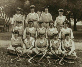 A vintage group portrait photograph of a South Australian women's hockey team