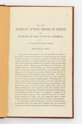 Item #124103 A bound volume of pamphlets by the South Australian botanist, entomologist, and...