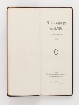 Who's Who in Adelaide, South Australia, 1921-1922