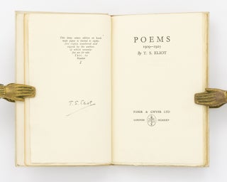 Item #124565 Poems, 1909-1925. T. S. ELIOT