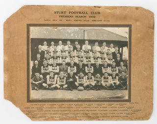 A vintage photograph of the 'Sturt Football Club, Premiers Season 1932. Played 20 Won 12 Lost 7 Drawn 1 Scored for: 1746 points Scored against: 1517 points'
