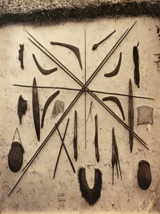 Two vintage photographs of Point McLeay Aboriginal Mission Station, 1878 (a fine group portrait, and a display of Ngarrindjeri weapons and artefacts)