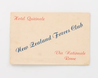 Item #125886 New Zealand Forces Club. Hotel Quirinale, Via Nationale, Rome [cover title]. New...