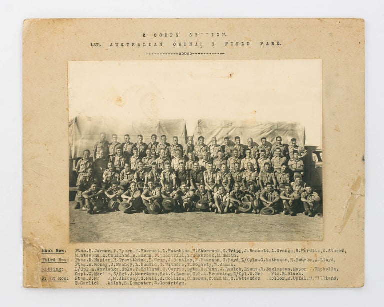 Item #125982 An original photograph of '2 Corps Section. 1st Australian Ordnance Field Park'. 1st Australian Ordnance Field Park.