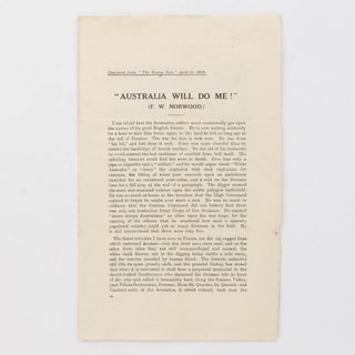 Item #126404 'Australia Will Do Me!' [Reprinted from 'The Rising Sun', April 14, 1919]. Frederick...