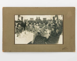 An original photograph of a large group of people, including Australian officers in uniform, at a. Field Marshal William Riddell BIRDWOOD.