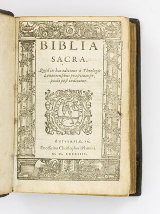 Item #126606 Biblia Sacra. Quid in hac editione à Theologis Lovaniensibus praestitum sit, paulo...