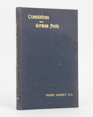 Item #126753 Translations from German Poets. Paris NESBIT