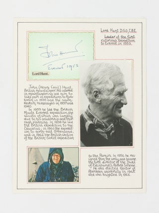 A fine collection of approximately 300 signatures of mountaineers, including approximately 95 individuals who have reached the summit of the world's highest peak