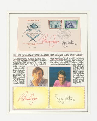 A fine collection of approximately 300 signatures of mountaineers, including approximately 95 individuals who have reached the summit of the world's highest peak