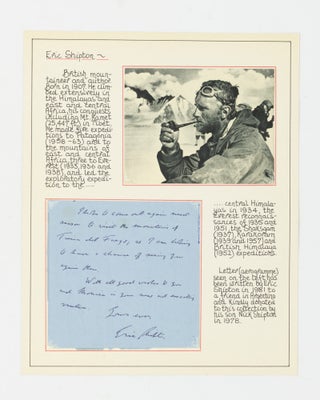 A fine collection of approximately 300 signatures of mountaineers, including approximately 95 individuals who have reached the summit of the world's highest peak