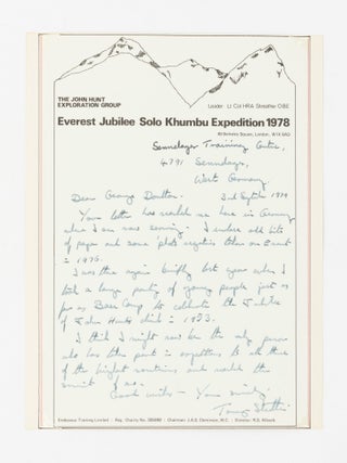 A fine collection of approximately 300 signatures of mountaineers, including approximately 95 individuals who have reached the summit of the world's highest peak