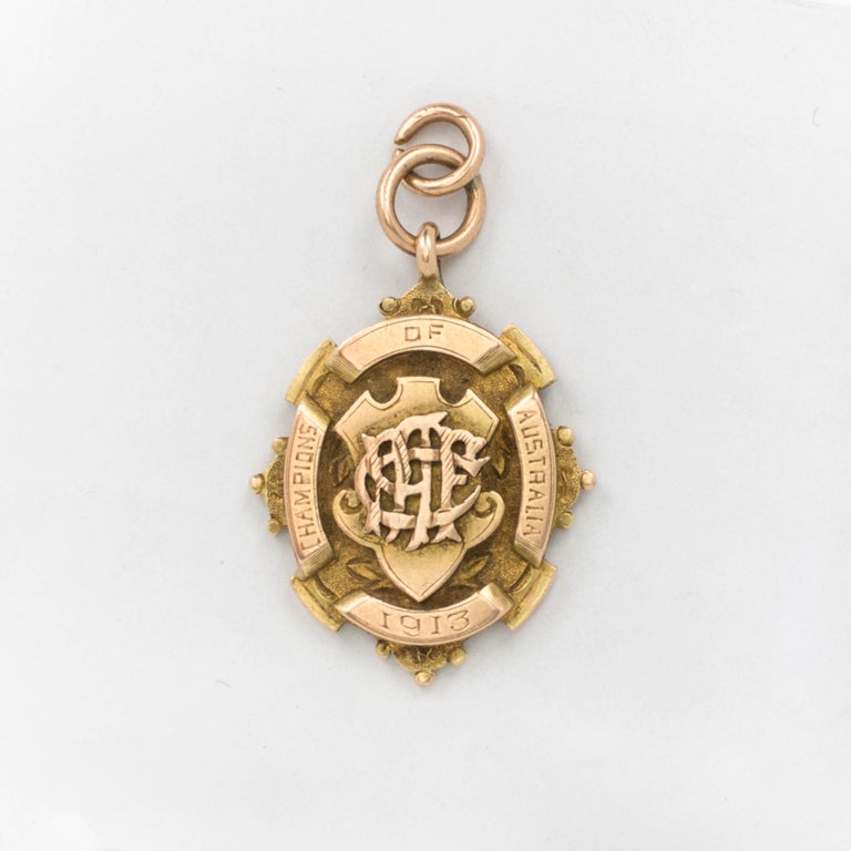 Item #127065 A gold player's medallion presented to Joseph Charles Watson for the 1913 Championship of Australia. 1913 Port Adelaide Football Club.