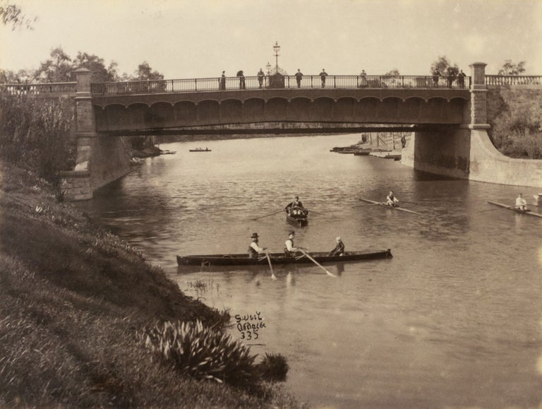 Item #127216 Vintage nineteenth-century photographs of the City Bridge across the River Torrens on King William Road, and a view along the same stretch of road (looking south from North Adelaide), mounted back-to-back on a card leaf detached from an album. Captain Samuel White SWEET.