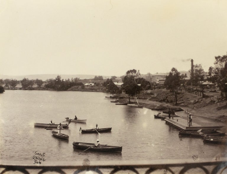 Item #127217 A vintage nineteenth-century photograph of a group of men boating on 'Torrens Lake', Adelaide. Captain Samuel White SWEET.