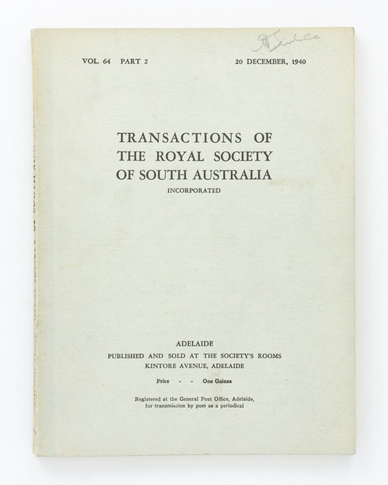Item #127295 Aboriginal Stone Structures. [Contained in] Transactions of the Royal Society of South Australia, Volume 64, Part 2, 1940. Norman TINDALE, Charles P. MOUNTFORD.