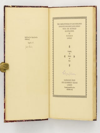 Item #127424 The Complete Works of Gaius Petronius done into English by Jack Lindsay. With One...