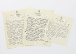 Item #127447 Three typed letters signed by Ronald Berndt to T.G.H. Strehlow, Reader in Australian...