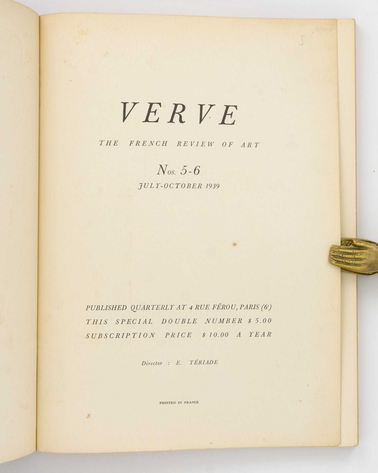 Verve. The French Revue of Art. Volume 2, Numbers 5 and 6, July to 