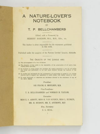 A Nature-Lover's Notebook. Edited, with a foreword, by Herbert Basedow