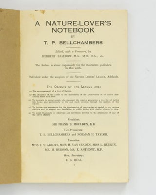 A Nature-Lover's Notebook. Edited, with a foreword, by Herbert Basedow