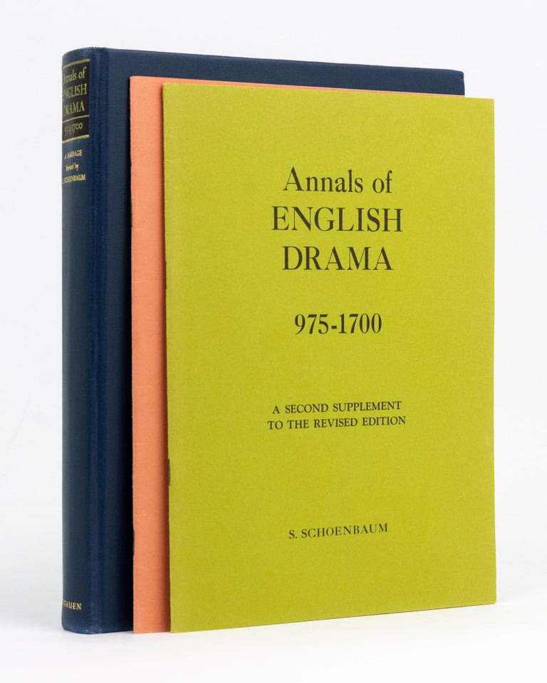 Item #127756 Annals of English Drama, 950-1700. An Analytical Record of all plays, extant or lost, chronologically arranged and indexed by Authors, Titles, Dramatic Companies, &c. Alfred HARBAGE, S. SCHOENBAUM.