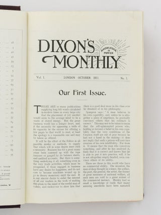 Dixon's Monthly. Power is Knowledge. The New Knowledge Magazine. Volume 1, Number 1, October 1911 to Volume 1, Number 12, September 1912