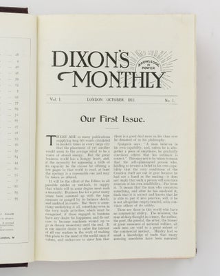 Dixon's Monthly. Power is Knowledge. The New Knowledge Magazine. Volume 1, Number 1, October 1911 to Volume 1, Number 12, September 1912