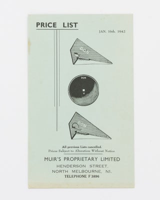 Catalogue. Muir's Proprietary Limited. ['Manufacturers of Wrought Steel Shares | Cast Shares | Discs | Cultivator Points | Concrete Post Moulds | Bag Trucks | Saw Benches | Hook and Eye Hinges' (rear cover)]