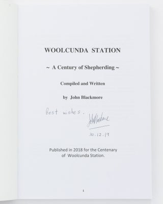 Woolcunda Station. A Century of Shepherding
