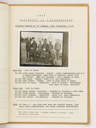 1914-1918 War Recollections of Private Donald William Lechte. No. 848 - 13 Platoon, D. Company, 22nd Battalion A.I.F