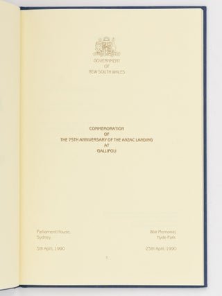 Commemoration of the 75th Anniversary of the ANZAC Landing at Gallipoli