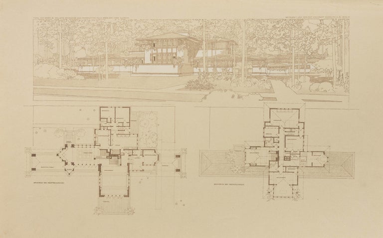 Item #129825 A selection of eight plates from 'Ausgeführte Bauten und Entwürfe von Frank Lloyd Wright'. Frank Lloyd WRIGHT.