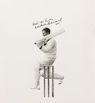 Item #130359 A very large signed vintage photograph (372 × 368 mm) of Richie Benaud, taken in...