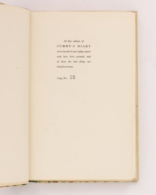 Cummy's Diary. A Diary kept by R.L. Stevenson's Nurse, Alison Cunningham, while travelling with him on the Continent during 1863. With a Preface and Notes by Robert T. Skinner